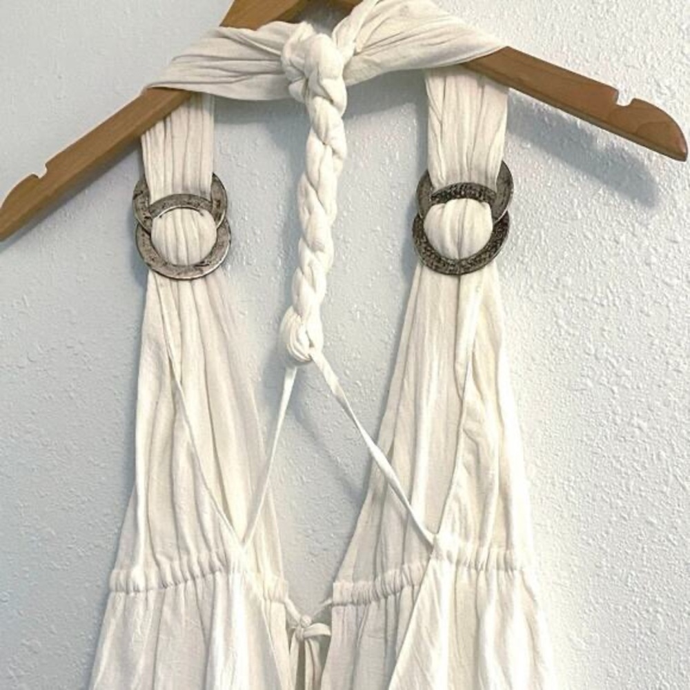 Alexis Maxi Gauze White Dress Deep V Bohemian Coastal Resort Womens Small - Picture 3 of 13